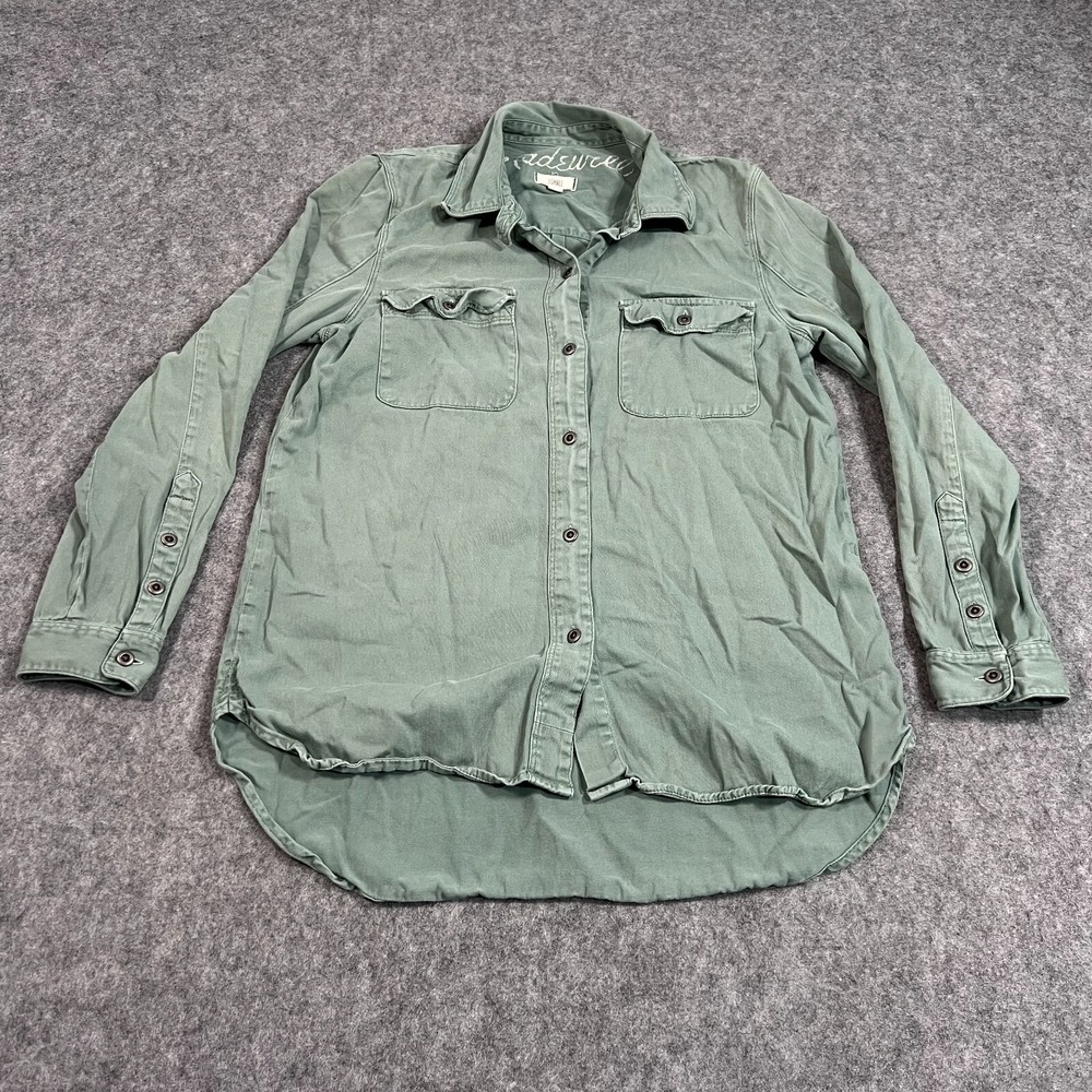 Madewell Green Tomboy Long Sleeve Button Down Work Shirt Women's Size XS